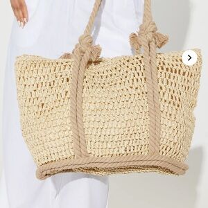 Fashion Nova Tan Woven Tote Bag